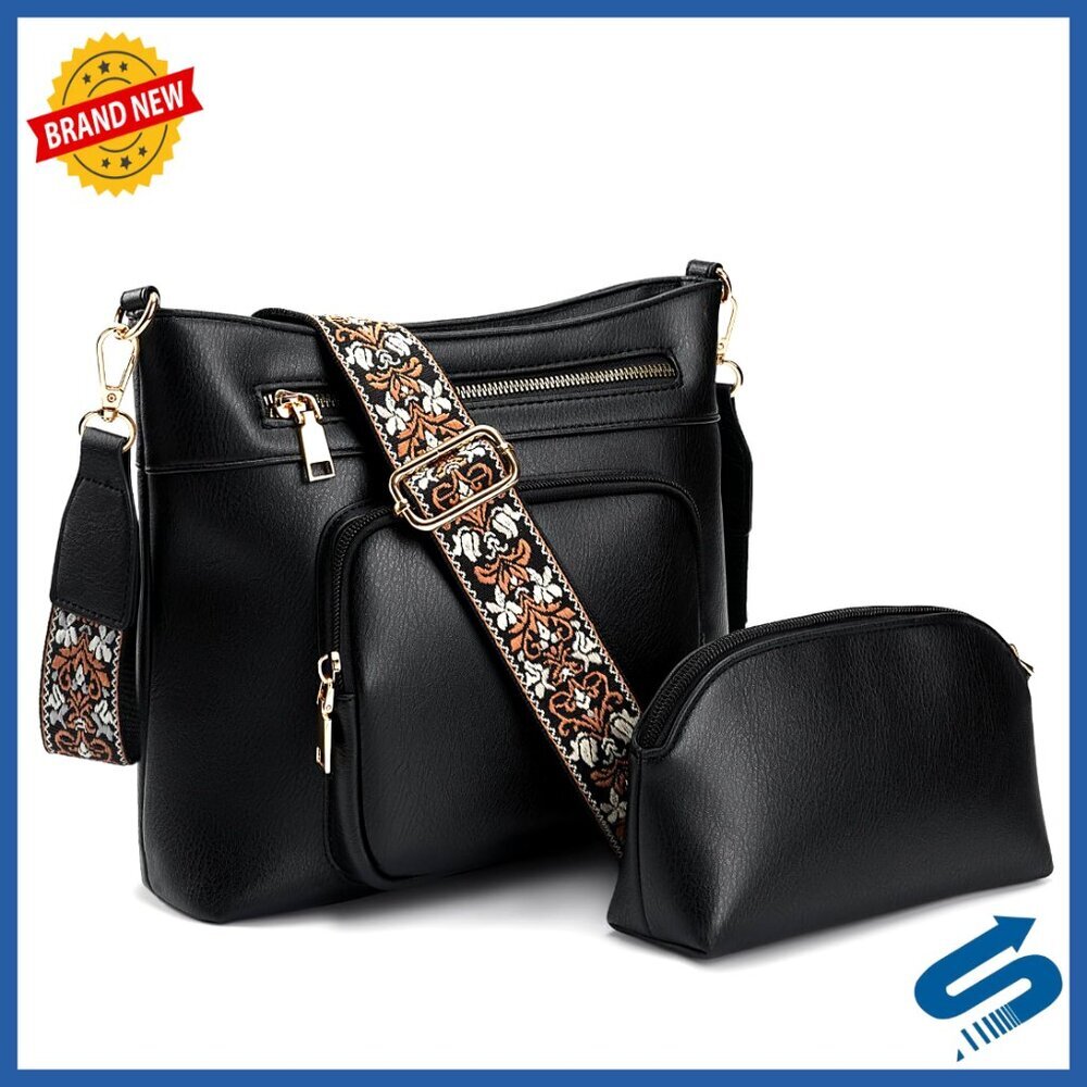 Vegan Leather Crossbody Bag with Adjustable Strap and Multi-Pocket Organization